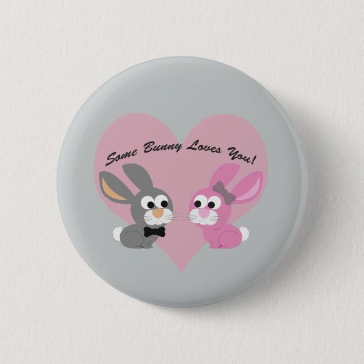 Een konijntje houdt van je! ronde button 5,7 cm (Voorkant)