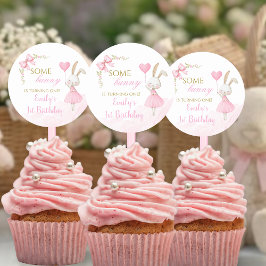 Een Konijntje is Eén Roze Flirterige Topper Ronde Sticker