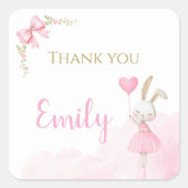 Een Konijntje is Eén Roze Kokette Ballerina Vierkante Sticker (Voorkant)