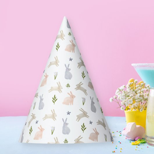 Een konijntje is één Waterverf meid zijn 1e verjaa Feesthoedjes