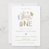 Een konijntje is één Waterverf meid zijn 1e verjaa Kaart (Voorkant)