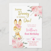 Een konijntje maakt een uitnodiging voor een meisj (Voorkant / Achterkant)