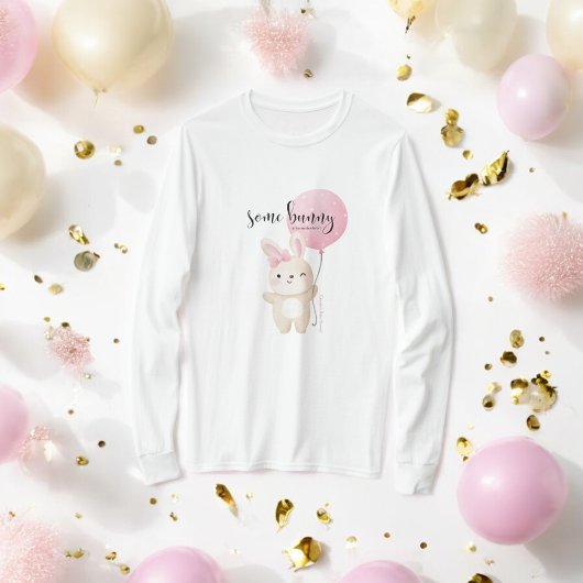 Een konijntje roze ballon moeder-to-be lange mouw t-shirt