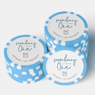 Een konijntje wordt één 1e verjaardagsfeestje poker chips