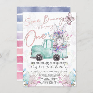 Een konijntje wordt een lenteverjaardag kaart