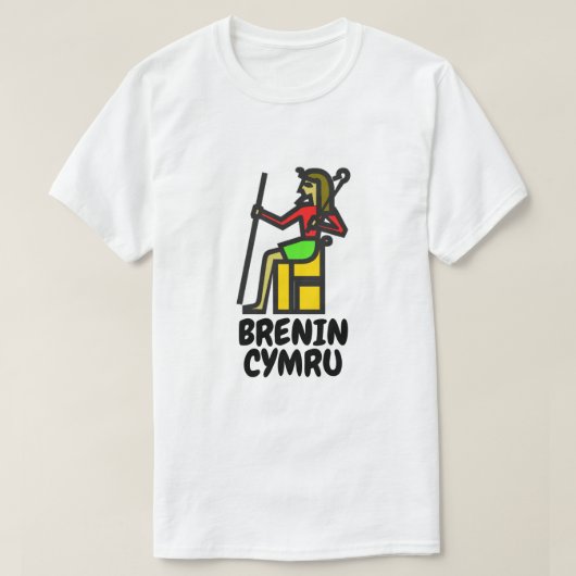 Een koning en Welsh tekstbrenger in cymru T-shirt (Design voorkant)