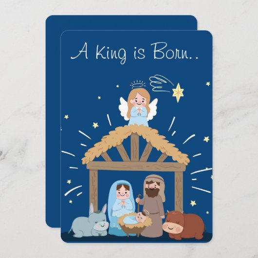 Een koning is geboren feestdagenkaart (Voorkant / Achterkant)