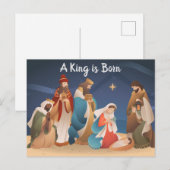 Een koning is geboren kerstfeest. briefkaart (Voorkant / Achterkant)