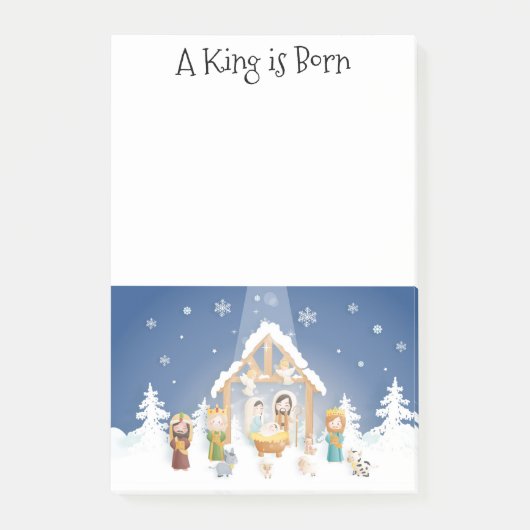 Een koning is geboren kerstfeest. post-it® notes (Voorkant)