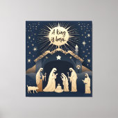 Een koning is geboren kerststal canvas afdruk (Voorkant)