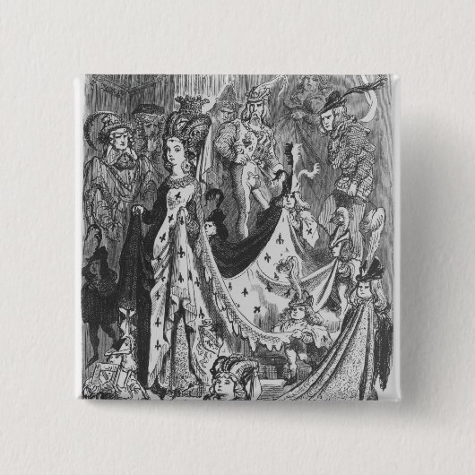Een koningin vierkante button 5,1 cm (Voorkant)