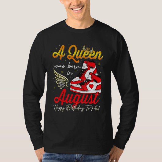 Een koningin werd geboren in augustus meisjes neak t-shirt (Voorkant)