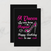 Een koningin werd geboren in augustus verjaardag v informatiekaartje (Voorkant / Achterkant)