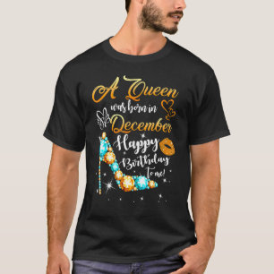 Een koningin werd geboren in december in Glitter D T-shirt