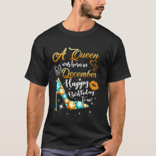 Een koningin werd geboren in december in Glitter D T-shirt