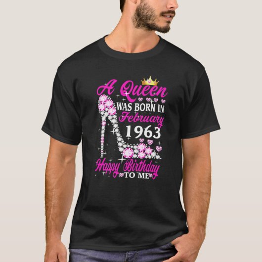 Een koningin werd geboren in februari 1963, 60ste t-shirt (Voorkant)