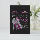 Een koningin werd geboren in februari Happy Birthd Save The Date (Staand voorkant)