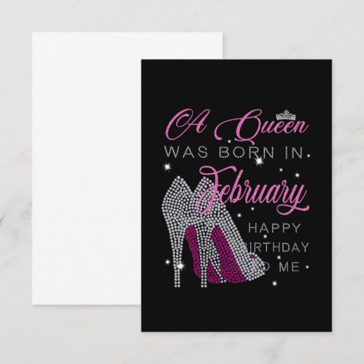 Een koningin werd geboren in februari Happy Birthd Save The Date (Voorkant / Achterkant)