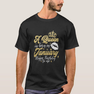 Een koningin werd geboren in januari, gelukkig op t-shirt