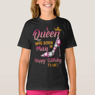 Een koningin werd geboren in mei, gelukkig voor mi t-shirt