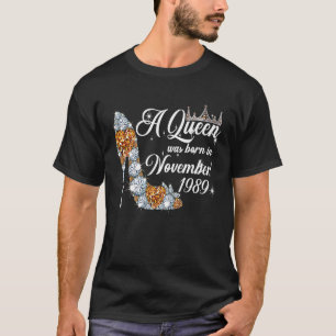Een koningin werd geboren in november 1989 32e ver t-shirt
