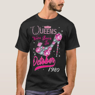 Een koningin werd geboren in oktober 1980 Happy 42 T-shirt