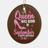 Een koningin werd geboren in september, een gelukk keramisch ornament (Links)