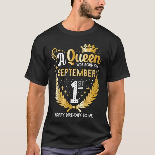Een koningin werd geboren op 1 september jongstled t-shirt (Voorkant)