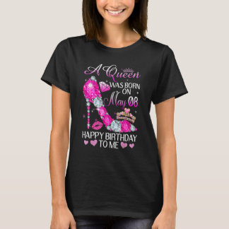 Een koningin werd geboren op 8 mei Gelukkige Verja T-shirt