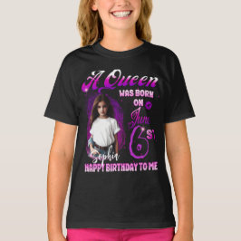 Een koningin werd geboren op June Birthday Girl T-shirt