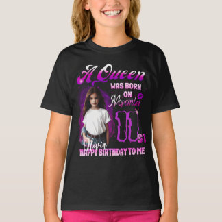 Een koningin werd geboren op November Birthday Gir T-shirt