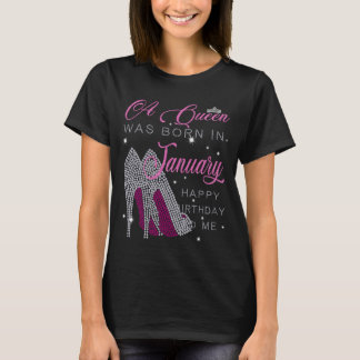 Een koningin werd in januari geboren, gefeliciteer t-shirt