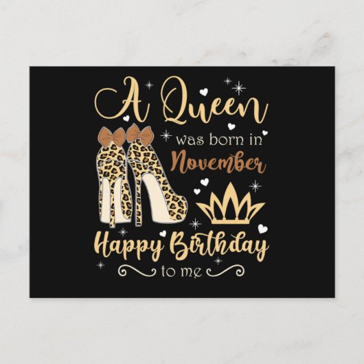 Een koningin werd in november geboren Gefeliciteer Uitnodiging Briefkaart (Voorkant)