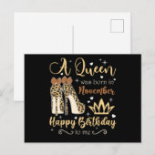 Een koningin werd in november jarig Gefeliciteerd Uitnodiging Briefkaart (Voorkant / Achterkant)