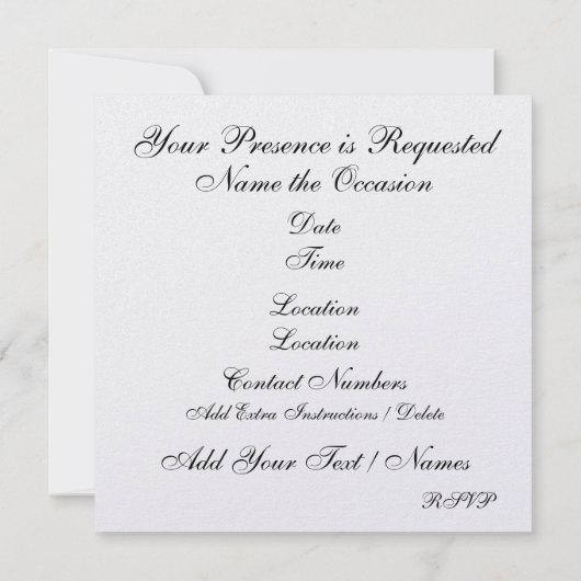 Een koninklijk elegante uitnodiging voor een feest (Achterkant)