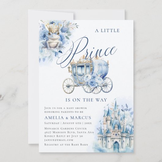 Een Koninklijke Prins Blauw Bad Uitnodiging (Voorkant)