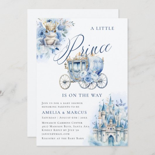 Een Koninklijke Prins Blauw Bad Uitnodiging (Voorkant / Achterkant)