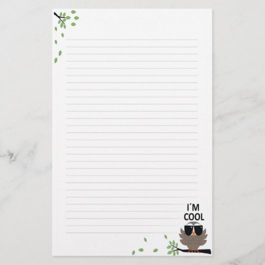 Een kool gozer's wise Owl Lond Stationery Briefpapier (Voorkant)