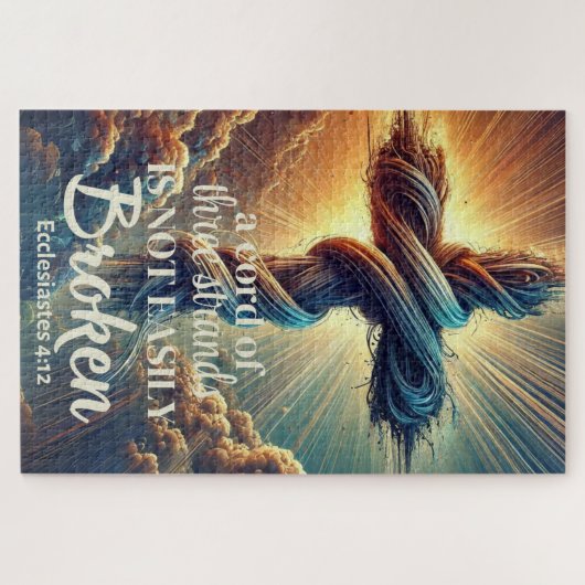 "Een koord van drie strengen" Prediker 4:12 Legpuzzel (Horizontaal)