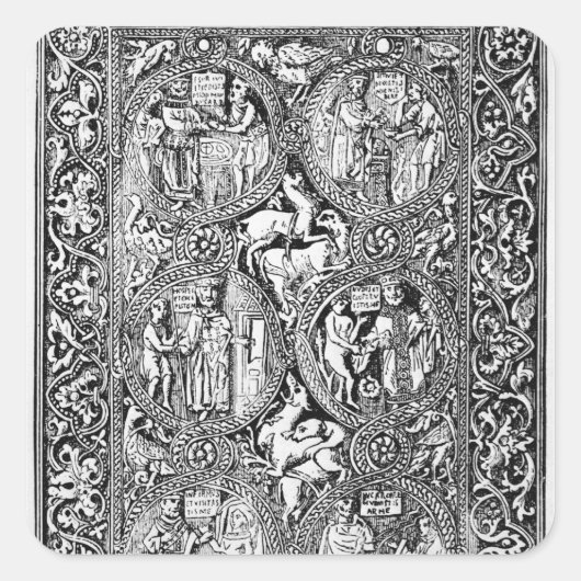 Een kopie van de ivoorkoningin Melisende's psalter Vierkante Sticker (Voorkant)