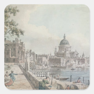 Een kopie van een deel van een tekening van Canale Vierkante Sticker