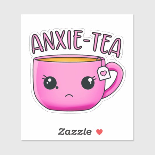 Een kopje ANXIE-TEA Kawaii Tea Pun Sticker (Vel)