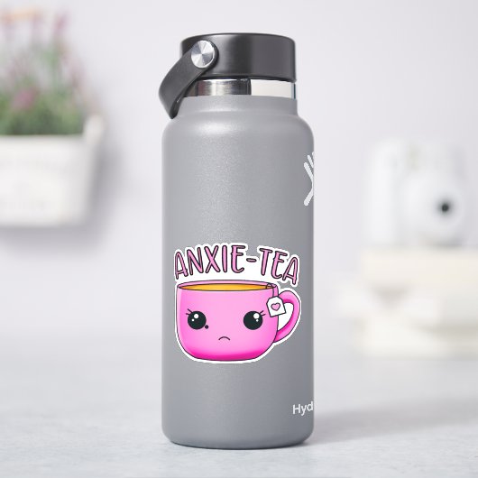 Een kopje ANXIE-TEA Kawaii Tea Pun Sticker (HydroFlask)
