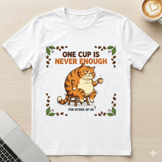 Één kopje is nooit genoeg Chubby Grumpy Cat Koffie T-shirt