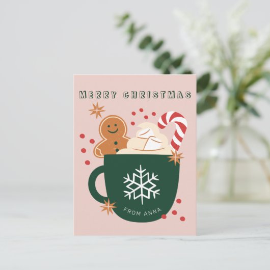 Een kopje kerst briefkaart (Staand voorkant)