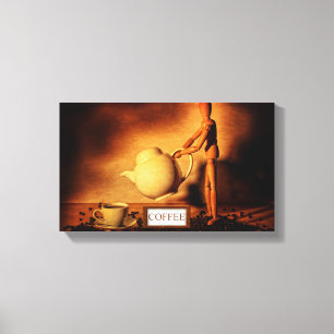 Een kopje koffie alstublieft canvas afdruk