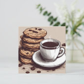Een kopje koffie en koekjes kaart (Staand voorkant)