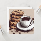 Een kopje koffie en koekjes kaart (Voorkant / Achterkant in situ)