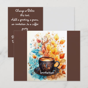 Een kopje koffie met bloemen uitnodiging briefkaart
