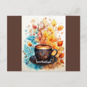 Een kopje koffie met bloemen uitnodiging briefkaart (Voorkant)